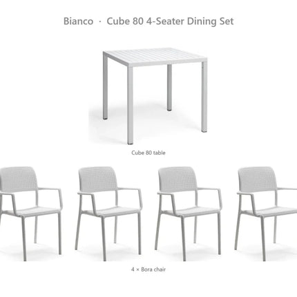 Nardi Cube 80 4-Seater Dining Set - Cube 80 Table + 4 Bora Chairs - hospitality
