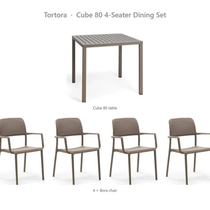 Nardi Cube 80 4-Seater Dining Set - Cube 80 Table + 4 Bora Chairs - hospitality
