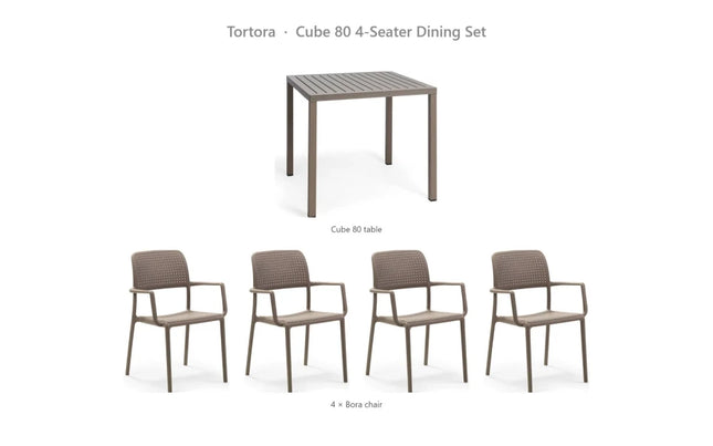 Nardi Cube 80 4-Seater Dining Set - Cube 80 Table + 4 Bora Chairs - hospitality