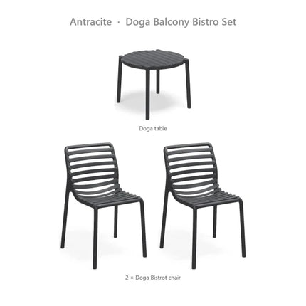 Nardi Doga Balcony Bistro Set - 2 Doga Bistrot Chairs + Doga Table - hospitality