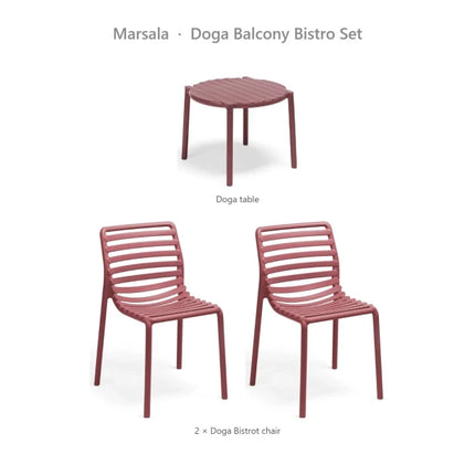 Nardi Doga Balcony Bistro Set - 2 Doga Bistrot Chairs + Doga Table - hospitality