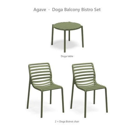Nardi Doga Balcony Bistro Set - 2 Doga Bistrot Chairs + Doga Table - hospitality