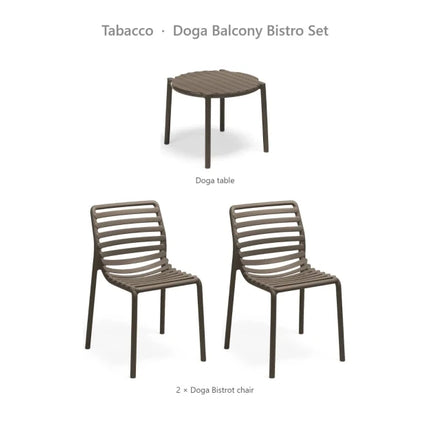 Nardi Doga Balcony Bistro Set - 2 Doga Bistrot Chairs + Doga Table - hospitality