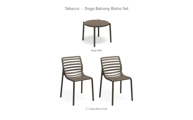 Nardi Doga Balcony Bistro Set - 2 Doga Bistrot Chairs + Doga Table - hospitality