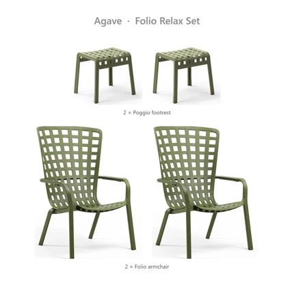 Nardi Folio Relax Set - 2 Folio Armchairs + 2 Poggio Footrests - hospitality