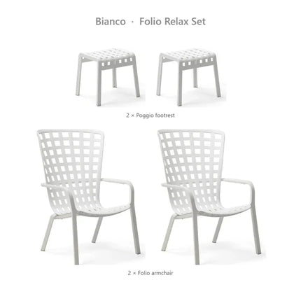 Nardi Folio Relax Set - 2 Folio Armchairs + 2 Poggio Footrests - hospitality