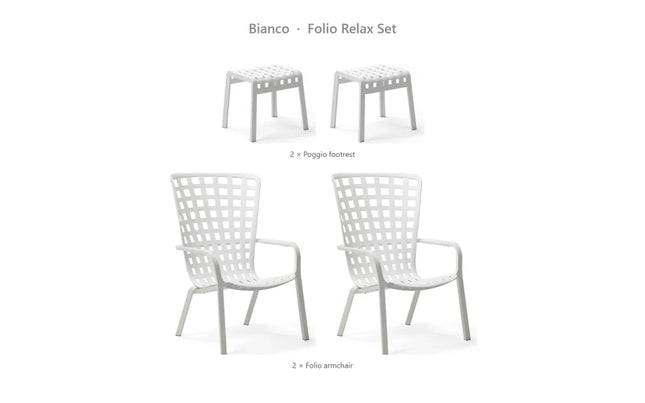 Nardi Folio Relax Set - 2 Folio Armchairs + 2 Poggio Footrests - hospitality