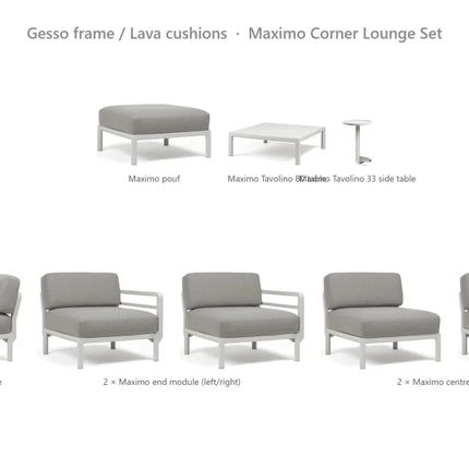 Nardi Maximo Corner Lounge Set - Corner Sofa (5 Modules) + Pouf + Tavolino 80 + Tavolino 33 - hospitality