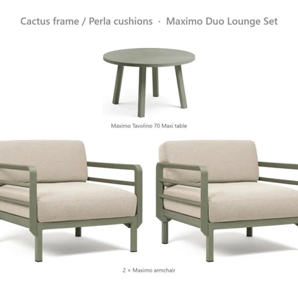 Nardi Maximo Duo Lounge Set - 2 Maximo Armchairs + Tavolino 70 Table - hospitality
