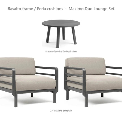 Nardi Maximo Duo Lounge Set - 2 Maximo Armchairs + Tavolino 70 Table - hospitality