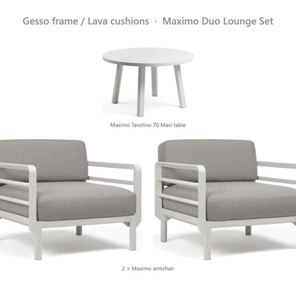 Nardi Maximo Duo Lounge Set - 2 Maximo Armchairs + Tavolino 70 Table - hospitality