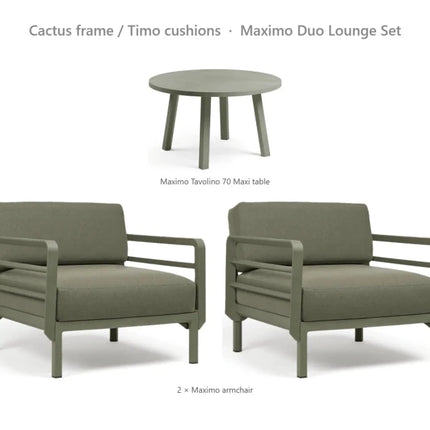 Nardi Maximo Duo Lounge Set - 2 Maximo Armchairs + Tavolino 70 Table - hospitality