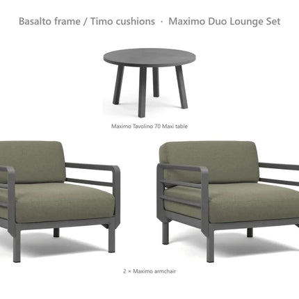 Nardi Maximo Duo Lounge Set - 2 Maximo Armchairs + Tavolino 70 Table - hospitality