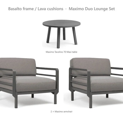 Nardi Maximo Duo Lounge Set - 2 Maximo Armchairs + Tavolino 70 Table - hospitality