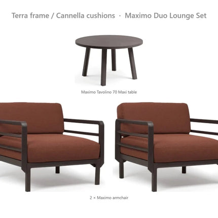 Nardi Maximo Duo Lounge Set - 2 Maximo Armchairs + Tavolino 70 Table - hospitality