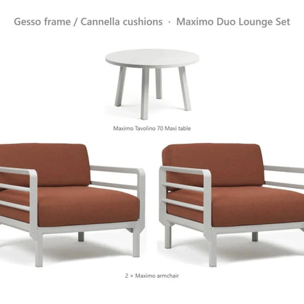 Nardi Maximo Duo Lounge Set - 2 Maximo Armchairs + Tavolino 70 Table - hospitality