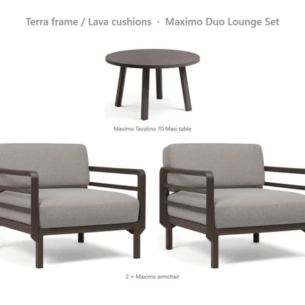 Nardi Maximo Duo Lounge Set - 2 Maximo Armchairs + Tavolino 70 Table - hospitality