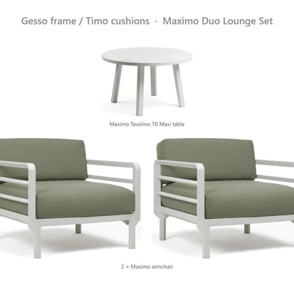Nardi Maximo Duo Lounge Set - 2 Maximo Armchairs + Tavolino 70 Table - hospitality