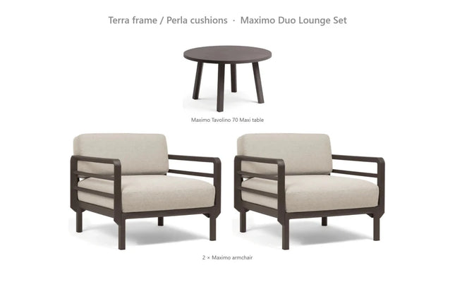 Nardi Maximo Duo Lounge Set - 2 Maximo Armchairs + Tavolino 70 Table - hospitality