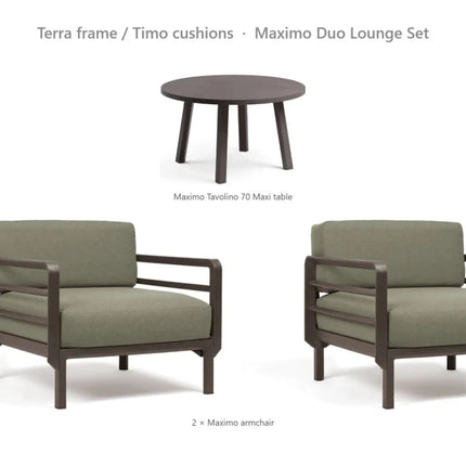 Nardi Maximo Duo Lounge Set - 2 Maximo Armchairs + Tavolino 70 Table - hospitality
