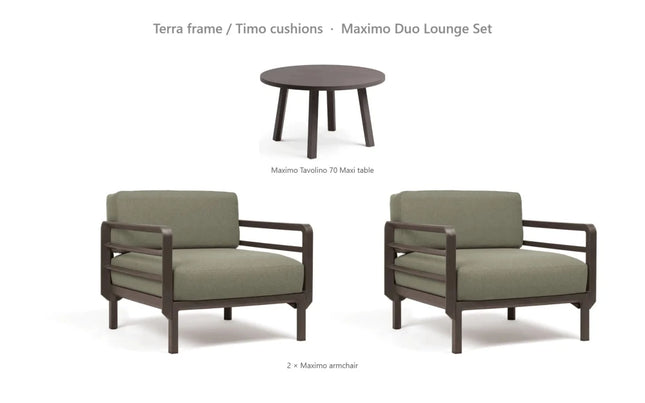 Nardi Maximo Duo Lounge Set - 2 Maximo Armchairs + Tavolino 70 Table - hospitality