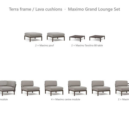 Nardi Maximo Grand Lounge Set - U-Shaped Sofa (8 Modules) + 2 Poufs + 2 Tavolino 80 Tables - hospitality