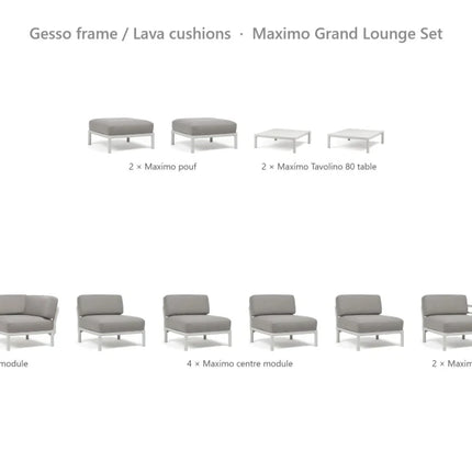 Nardi Maximo Grand Lounge Set - U-Shaped Sofa (8 Modules) + 2 Poufs + 2 Tavolino 80 Tables - hospitality