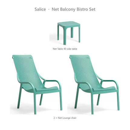 Nardi Net Balcony Bistro Set - 2 Net Lounge Chairs + Net Table 40 - hospitality