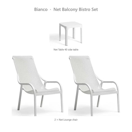 Nardi Net Balcony Bistro Set - 2 Net Lounge Chairs + Net Table 40 - hospitality