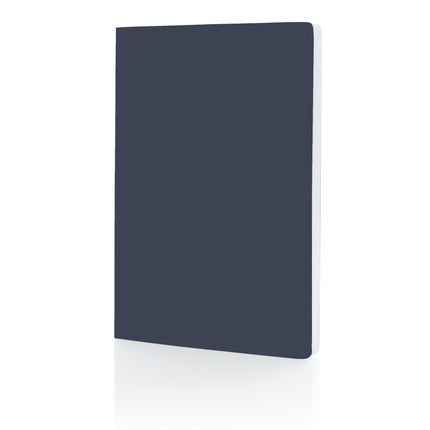 Pack of 25 navy A5 softcover notebooks with stone paper from Custom Wood Designs, ideal for writing and note-taking.