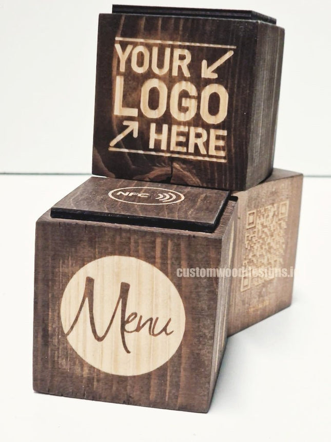 NFC Enabled Block 3 sides Stained & Branded - hospitality