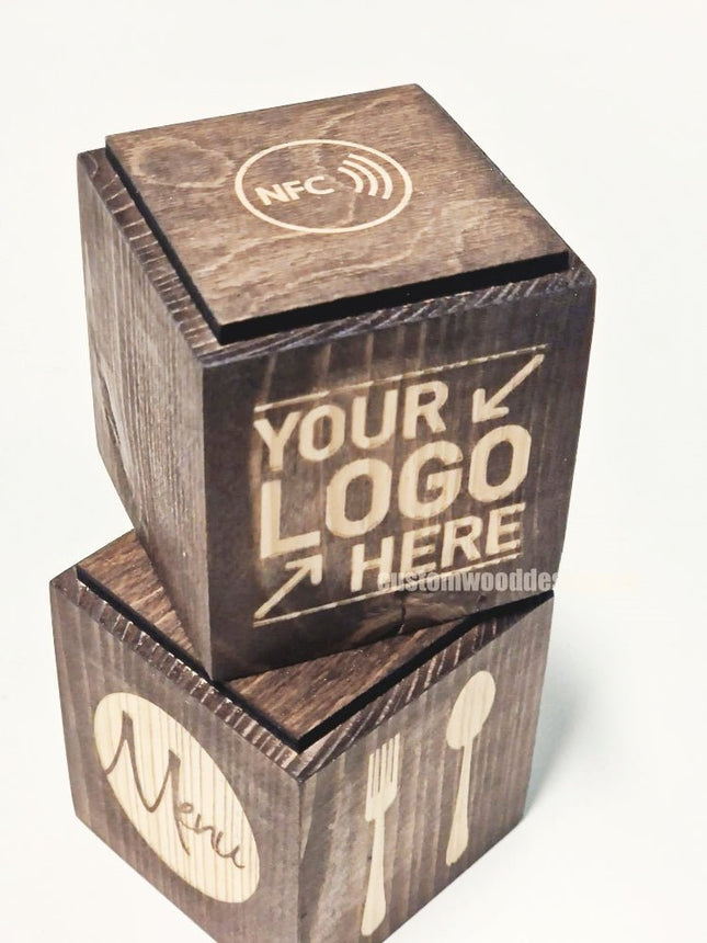 NFC Enabled Block 5 sides Stained & Branded 10-1000 - hospitality