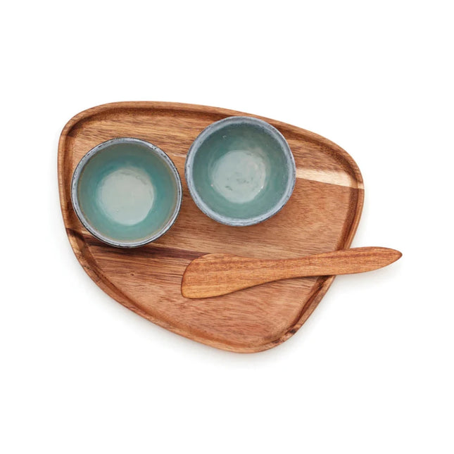 Nomimono Collection Stoneware Tapas Set With Wooden Platter - hospitality