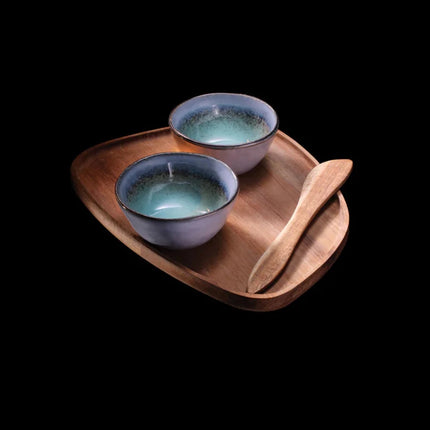 Nomimono Collection Stoneware Tapas Set With Wooden Platter - hospitality
