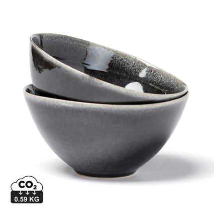 Nomimono Stoneware Bowls 15.5 cm Two Piece Set Handcrafted Nordic Japanese Fusion Collection - hospitality