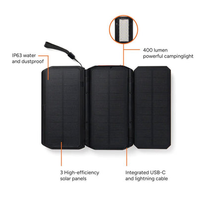 Nordic Drift Titan 10.000mAh solar powerbank with 3 panels - hospitality