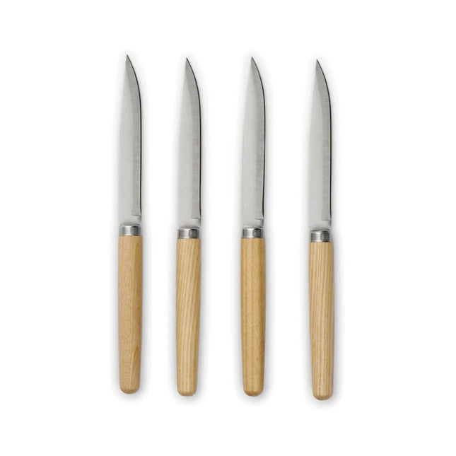 Nordic Heritage 4 Piece Meat Knife Set In Ashwood And Stainless Steel Handcrafted Scandinavian Craft - hospitality