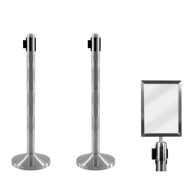 Securit® Nova LED Signed Entrance Set – 2 RGB LED Posts + A4 Sign Frame – set contents