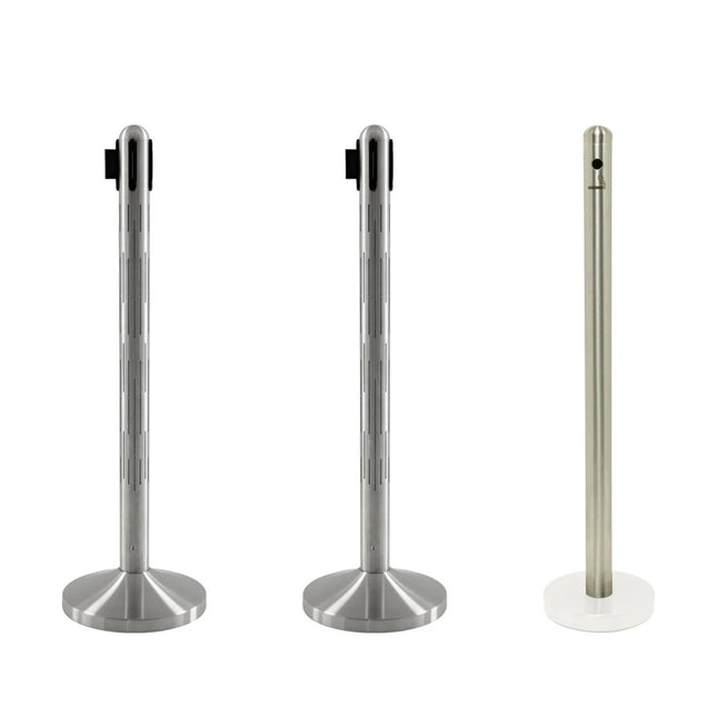 Securit® Nova LED Entrance & Smoking Point Set – 2 RGB LED Posts + Stainless Smoking Pole & Base – set contents