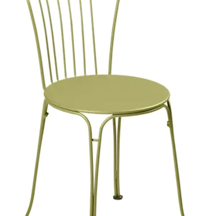 Clay grey Fermob OPÉRA+ metal outdoor chair featuring a sleek design