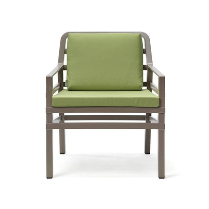 Nardi Aria outdoor armchair with cushion – elegant sculpted Italian design for patio or garden