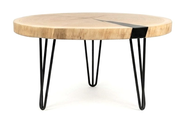 Oval Nature Live Edge Round Solid Oak Coffee Table for Hotel Lounges, Receptions & Offices - CWDH