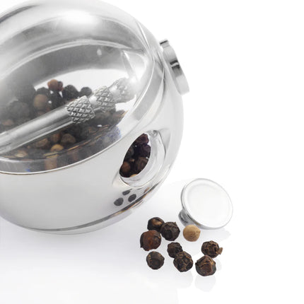  round containers with black and white caps.