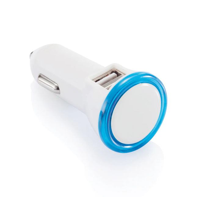  compact design with two USB ports for fast device charging.