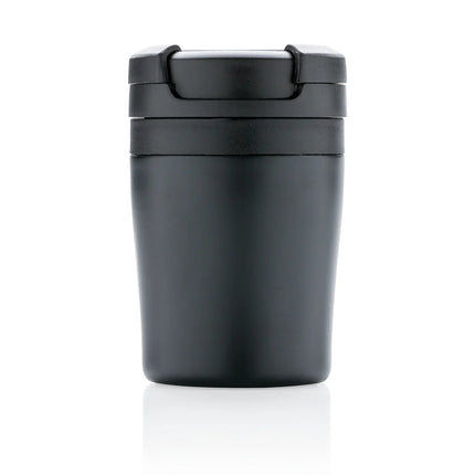 XD Xclusive coffee to go tumbler in stainless steel with a black lid