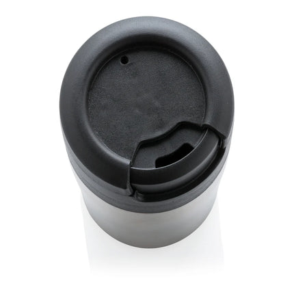  stainless steel drinkware with a black lid and textured body