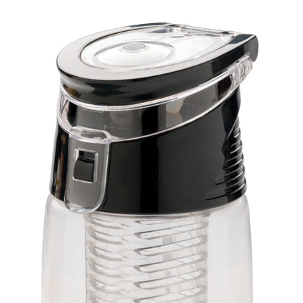 Lockable XD Collection infuser water bottle with built-in fruit infuser and secure lid