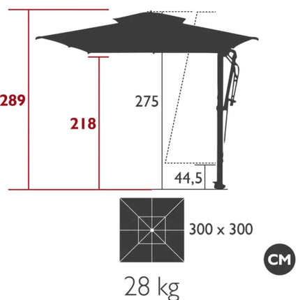 Pagoda 300 x 300cm Cantilever Parasol SET - hospitality