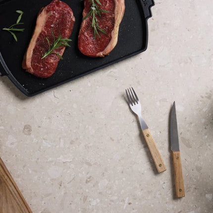 Paso 8 Piece Barbecue Cutlery Set In FSC Ash Wood And Stainless Steel Part Of The Paso Collection - hospitality