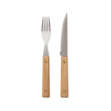 Paso 8 Piece Barbecue Cutlery Set In FSC Ash Wood And Stainless Steel Part Of The Paso Collection - hospitality